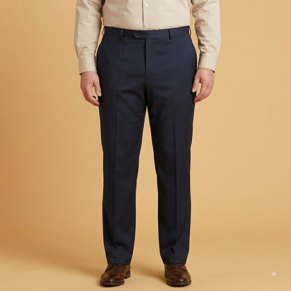 Chaps Dress Pants Mens 42x32 Navy Stretch Flat Front Slacks